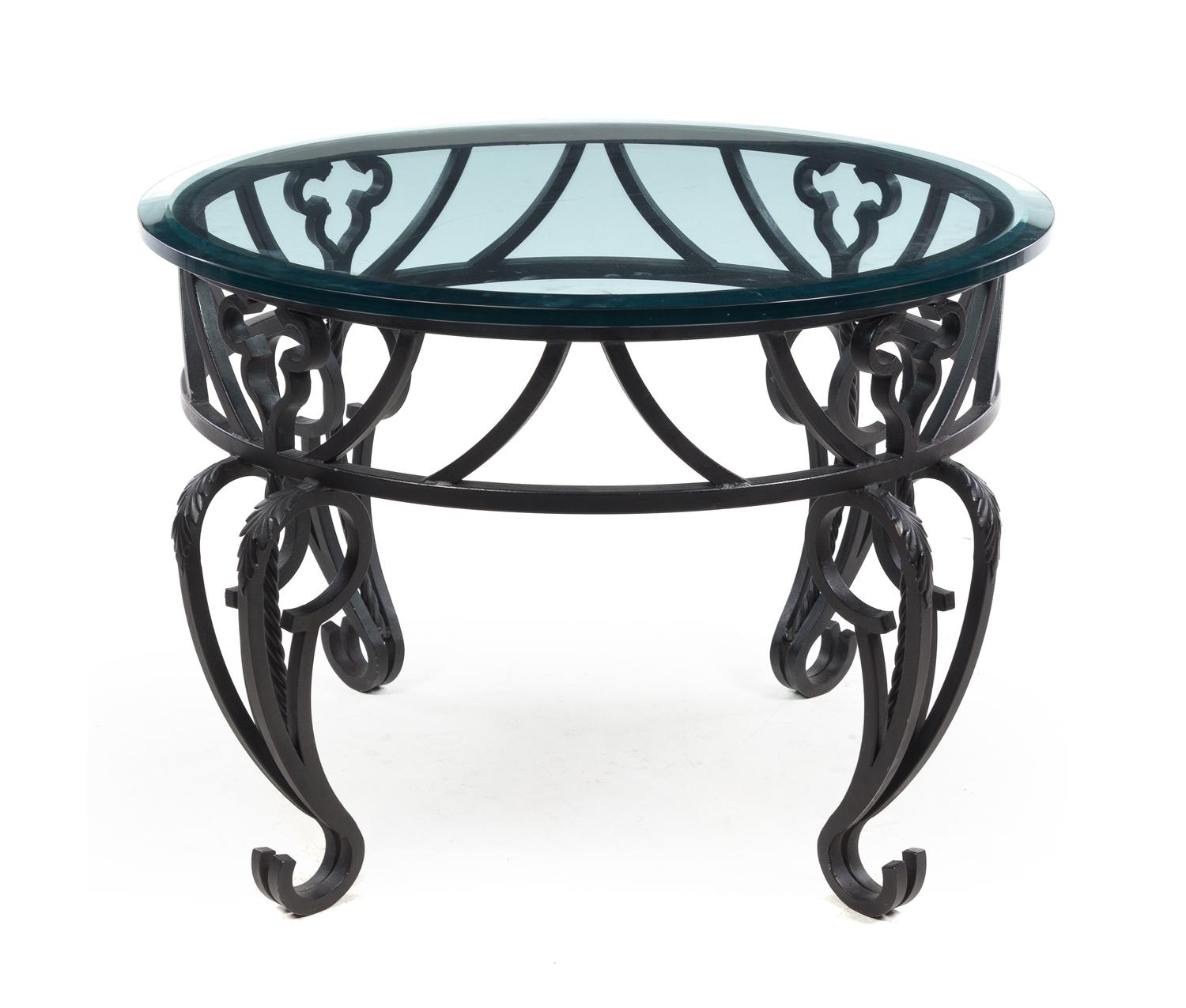 An Iron and Glass Center Table Height 23 3/4 inches. — LATE 20TH CENTURY