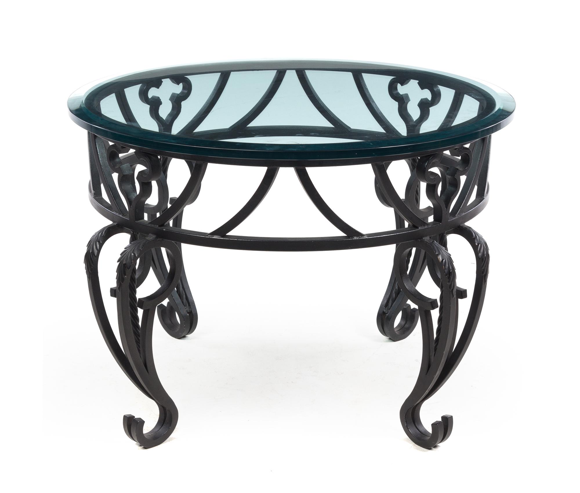 An Iron and Glass Center Table Height 23 3/4 inches. — LATE 20TH CENTURY