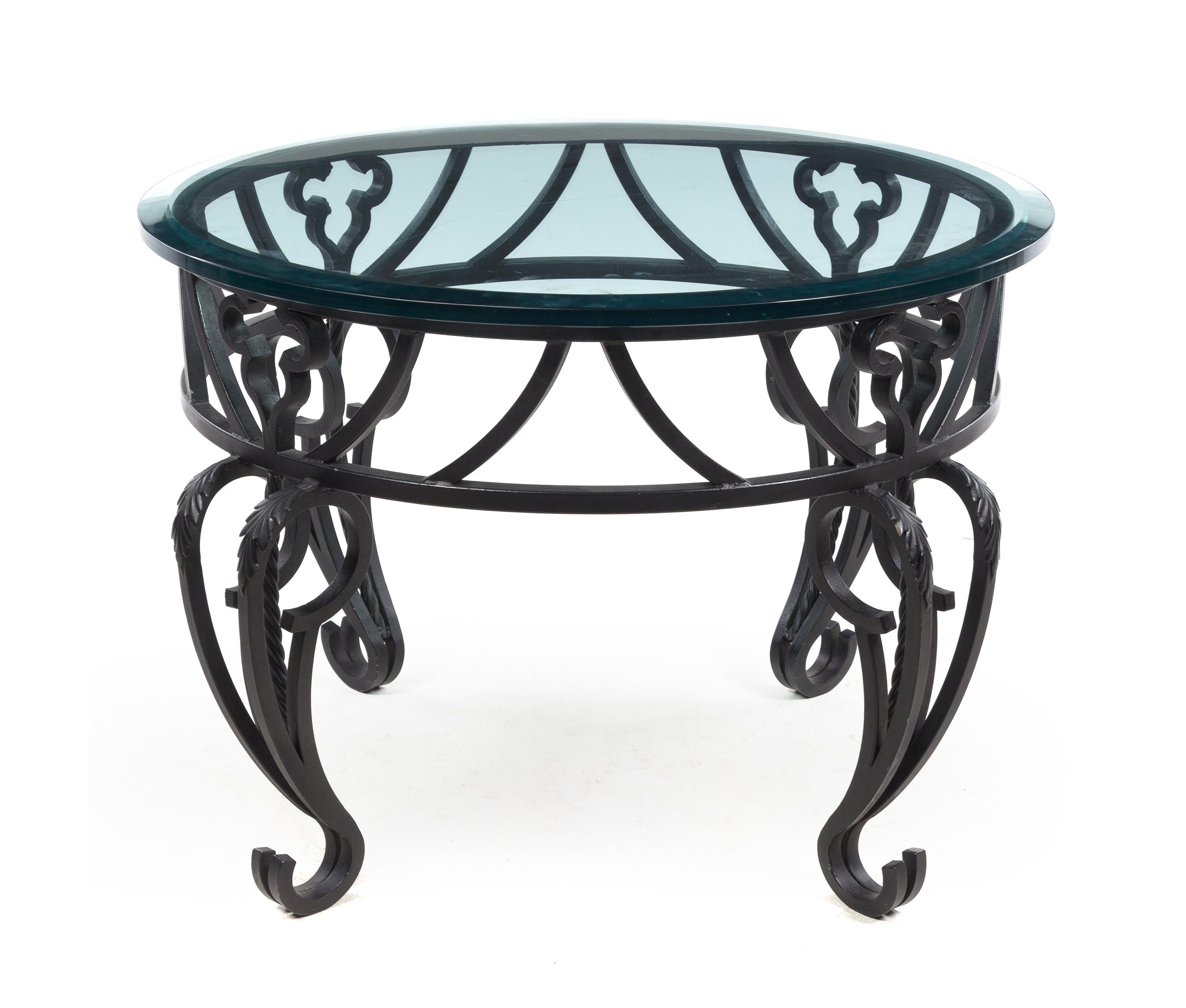 An Iron and Glass Center Table Height 23 3/4 inches. — LATE 20TH CENTURY