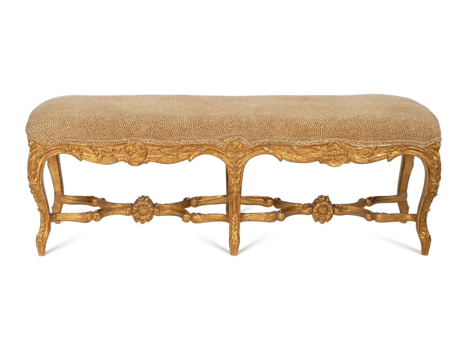 A Louis XV Style Giltwood Bench