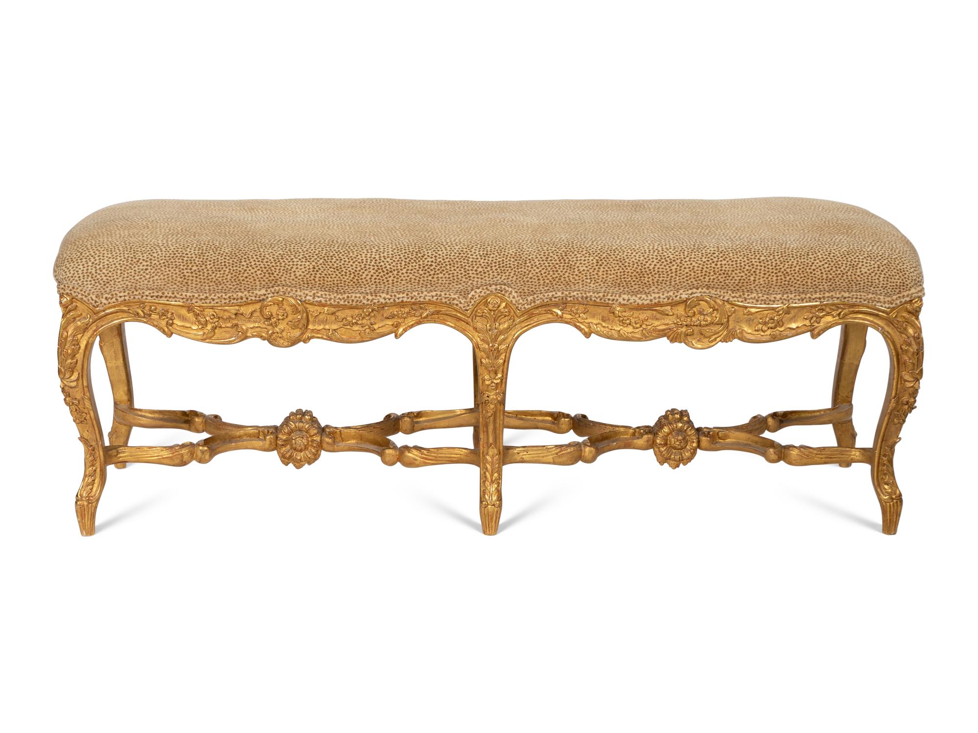 A Louis XV Style Giltwood Bench