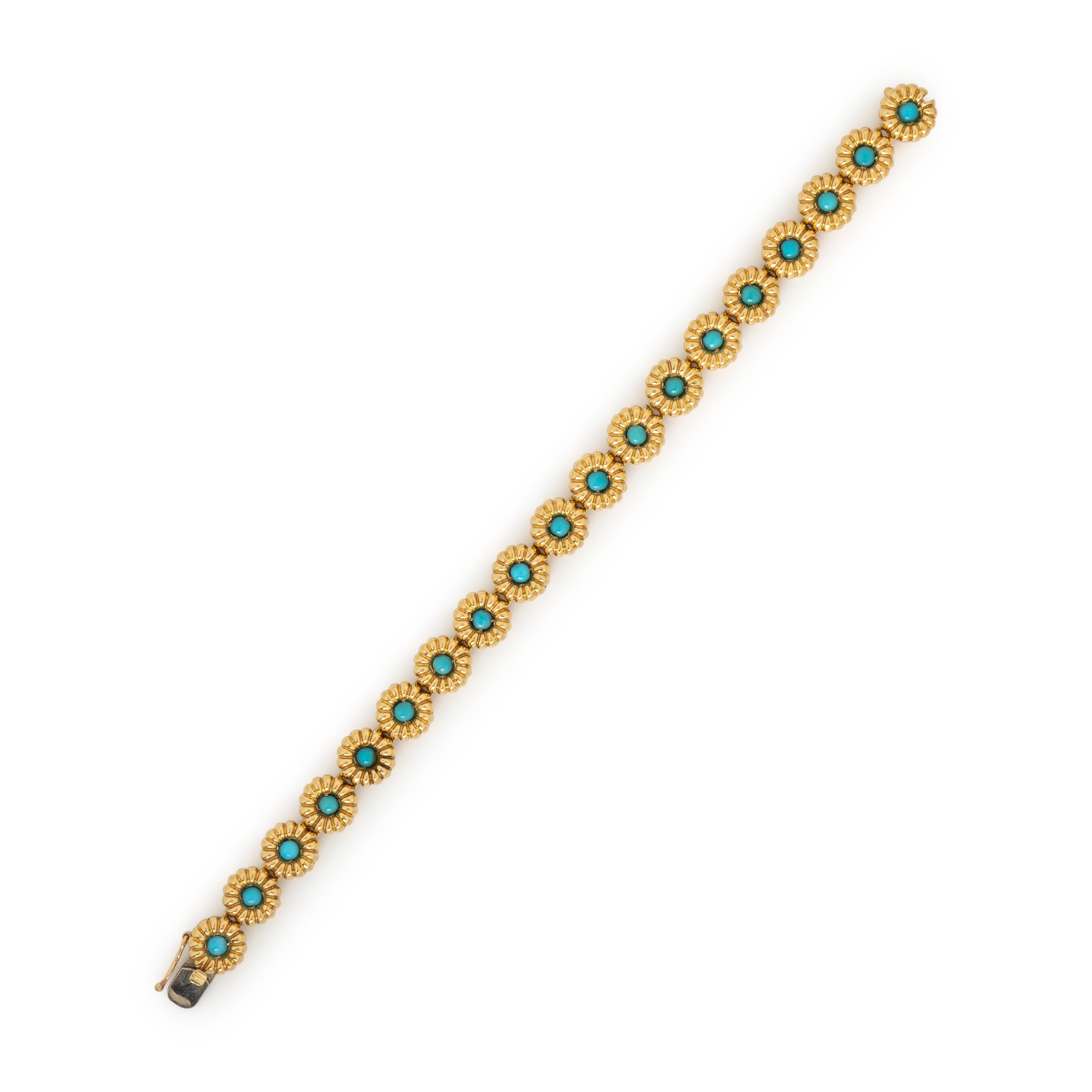 Turquoise and Yellow Gold Bracelet