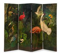 A Painted Wood Four-Panel Floor Screen Height 76 1/2 x width of each panel 24 inches. — 20TH CENTURY