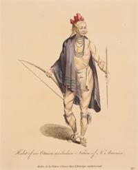Six Hand-Colored Engravings of Dressing Habits of Native American Tribes After Thomas Jefferys (English, ca. 1719-1771)