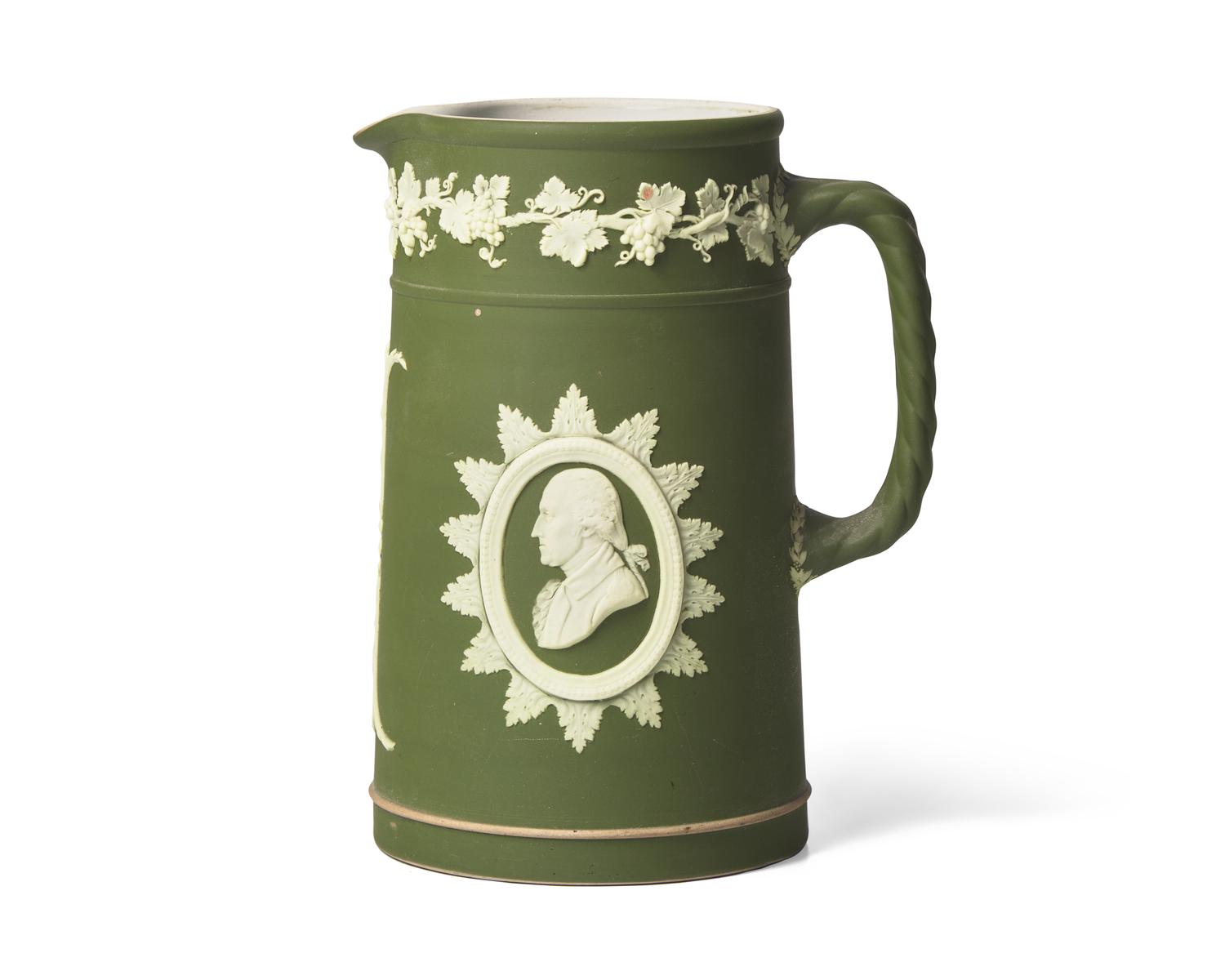 A Wedgwood Green Jasperware Water Pitcher