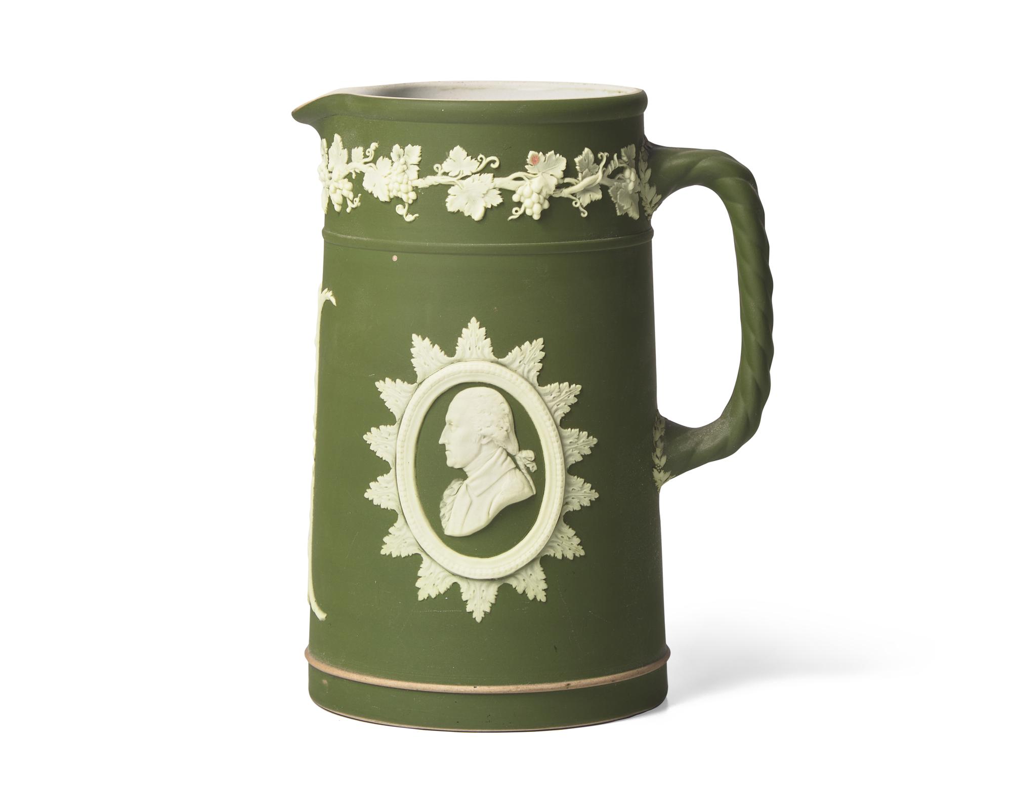 A Wedgwood Green Jasperware Water Pitcher