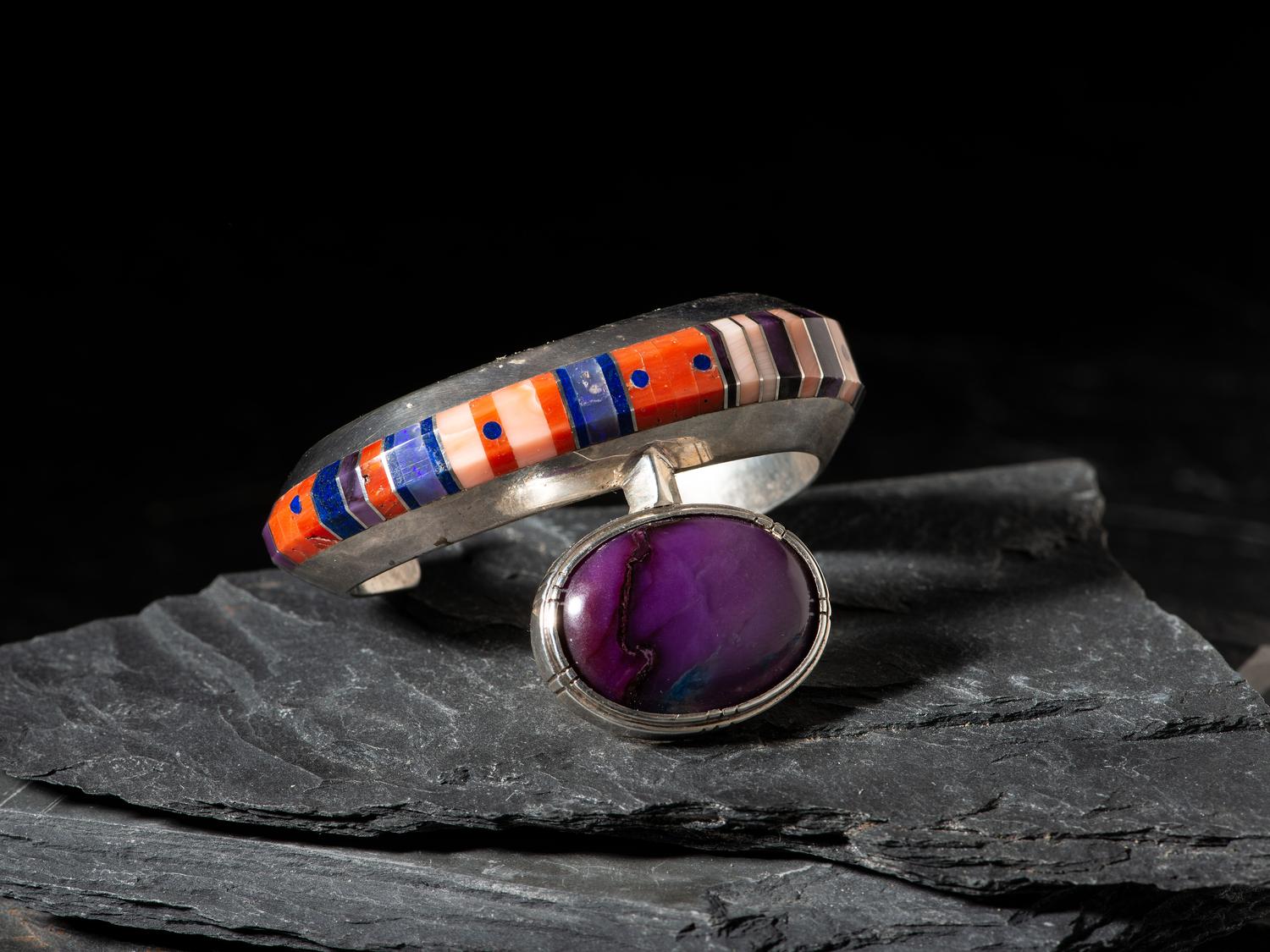 Sterling Silver and Mosaic Inlay Cuff Bracelet