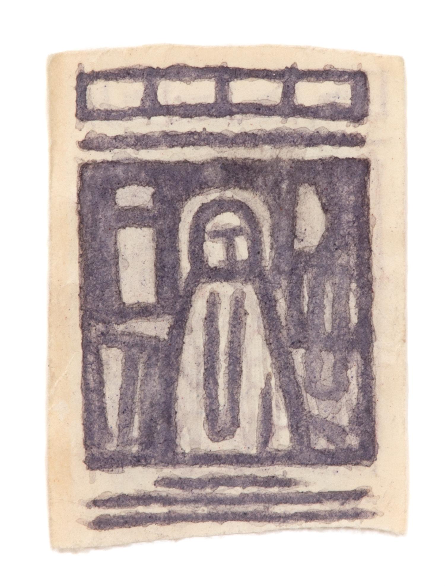 James Castle, (American, 1899-1977), Figure in a Window, with image on verso