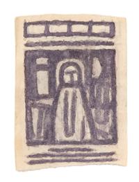 James Castle, (American, 1899-1977), Figure in a Window, with image on verso