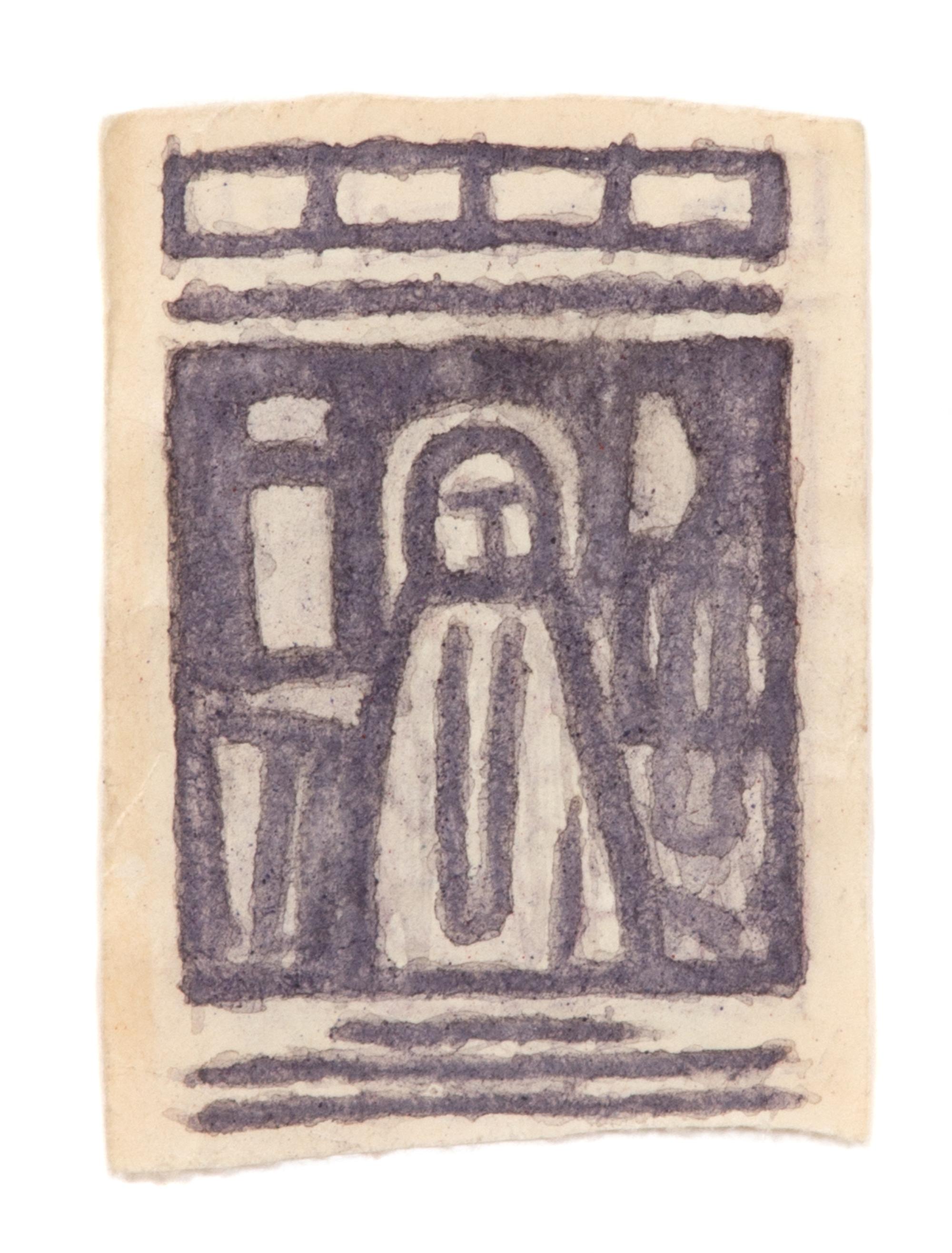 James Castle, (American, 1899-1977), Figure in a Window, with image on verso