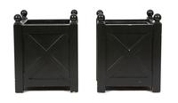 A Pair of Regency Style Black Composition Planters — 20TH CENTURY