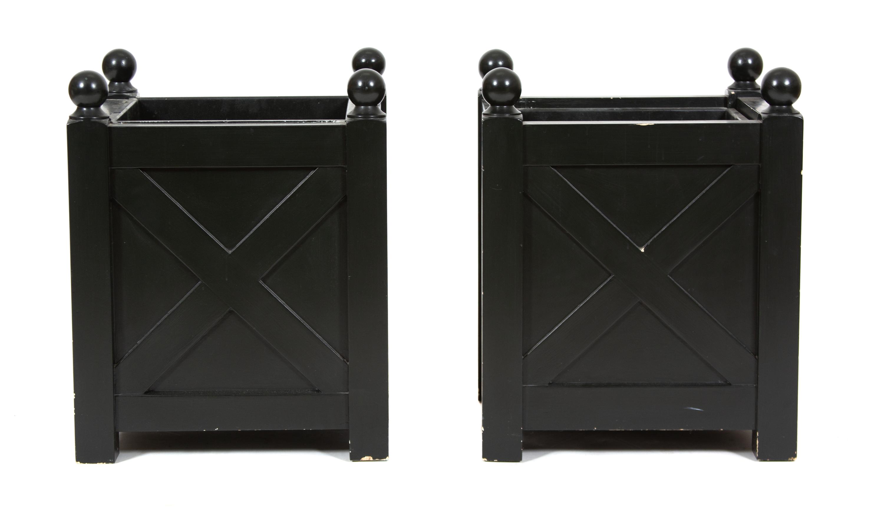 A Pair of Regency Style Black Composition Planters — 20TH CENTURY
