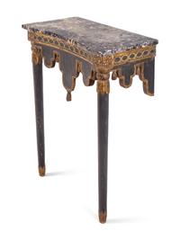 An Italian Painted and Parcel Gilt Marble-Top Console Table