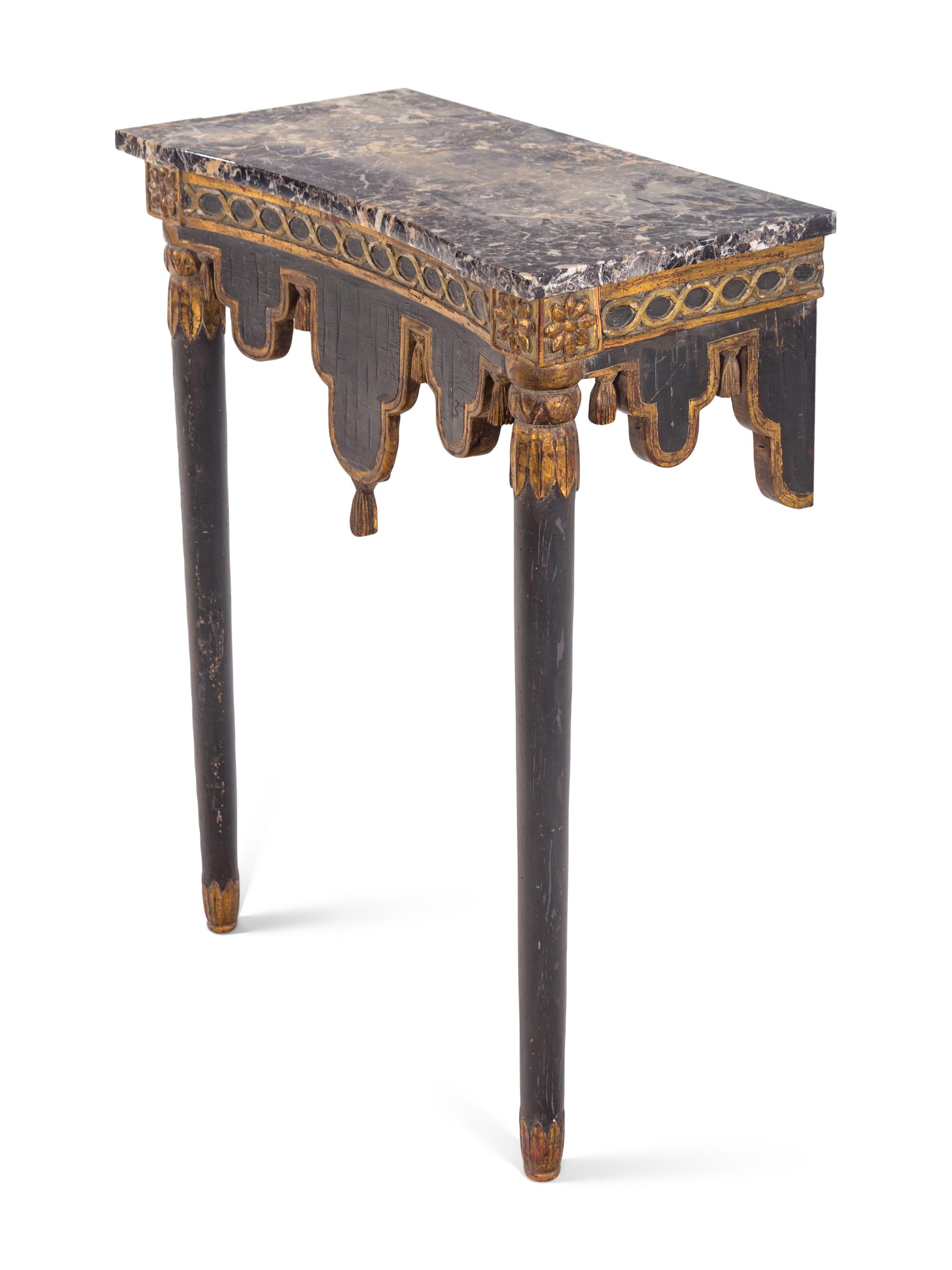 An Italian Painted and Parcel Gilt Marble-Top Console Table