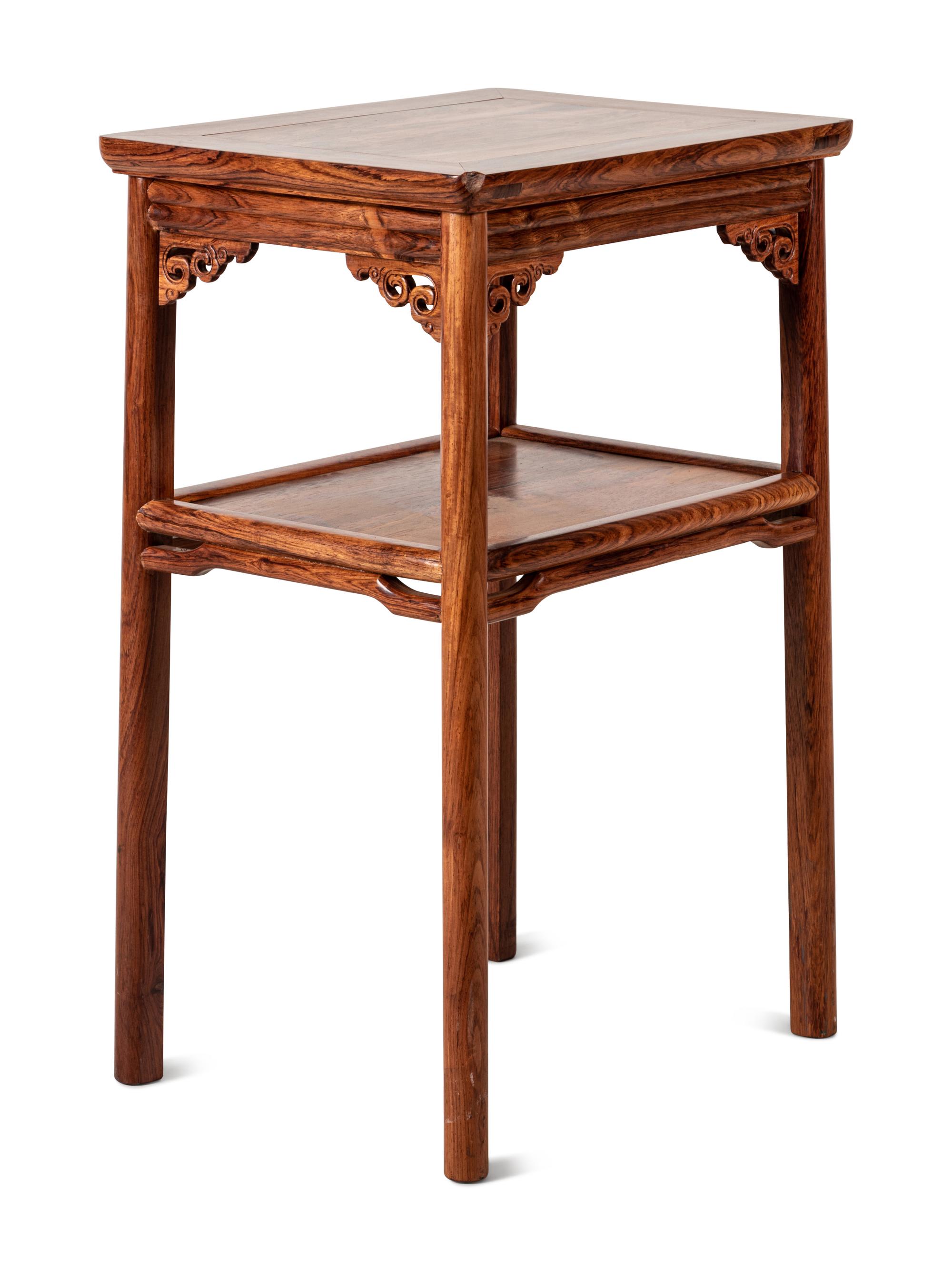 A Set of Chinese Horseshoe-Back Armchairs and Side Table, Quanyi