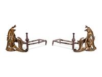 A Pair of Continental Gilt Bronze Figural Chenets