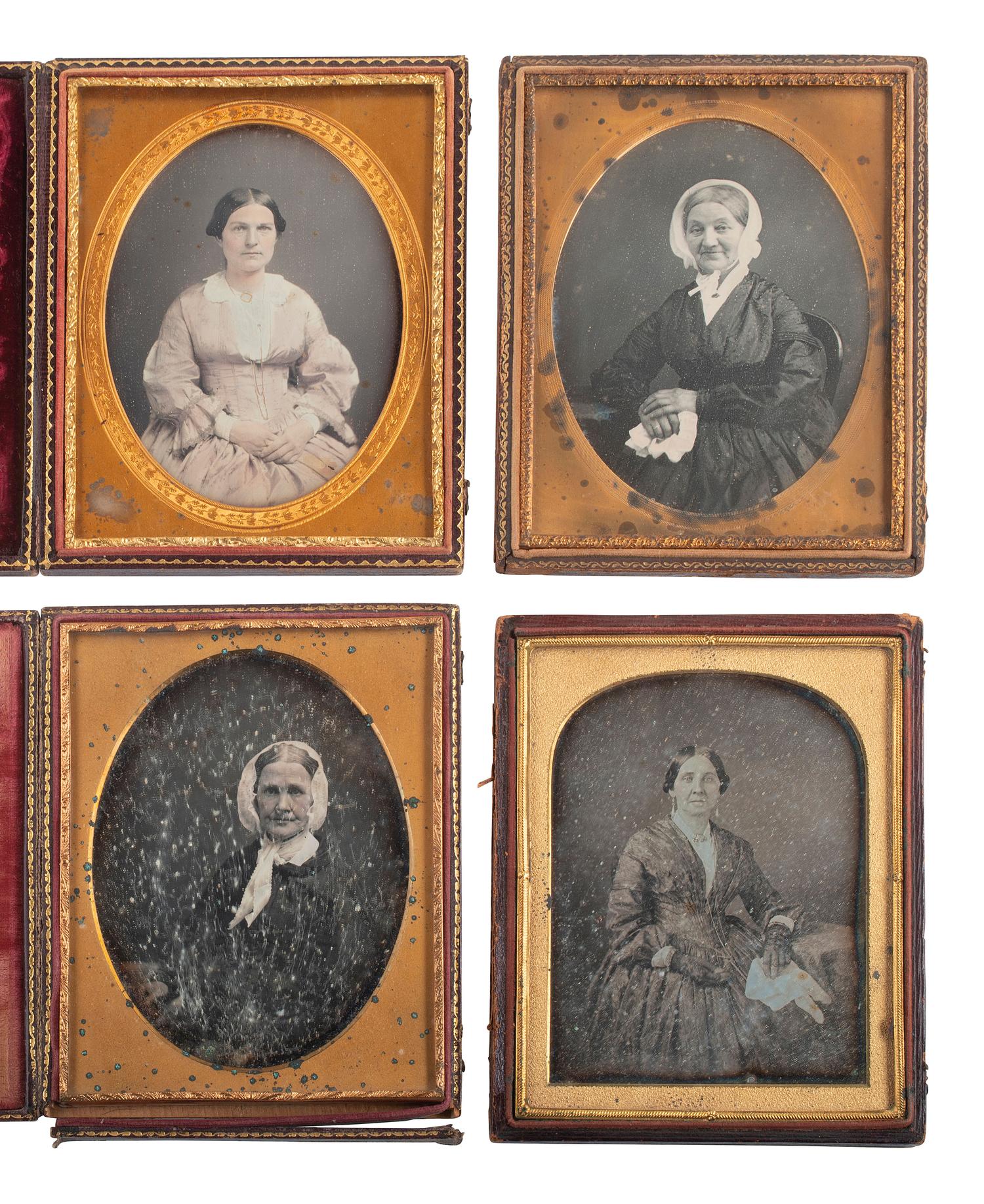 [EARLY PHOTOGRAPHY]. A group of 9 half plate daguerreotypes of women, including: