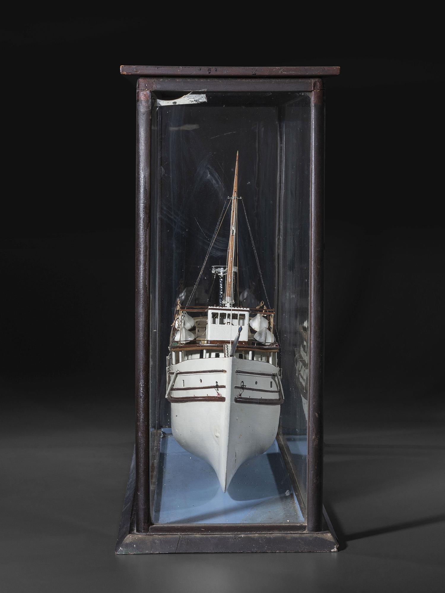 A Painted Wood Cased Steamboat Model