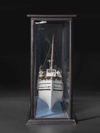 A Painted Wood Cased Steamboat Model