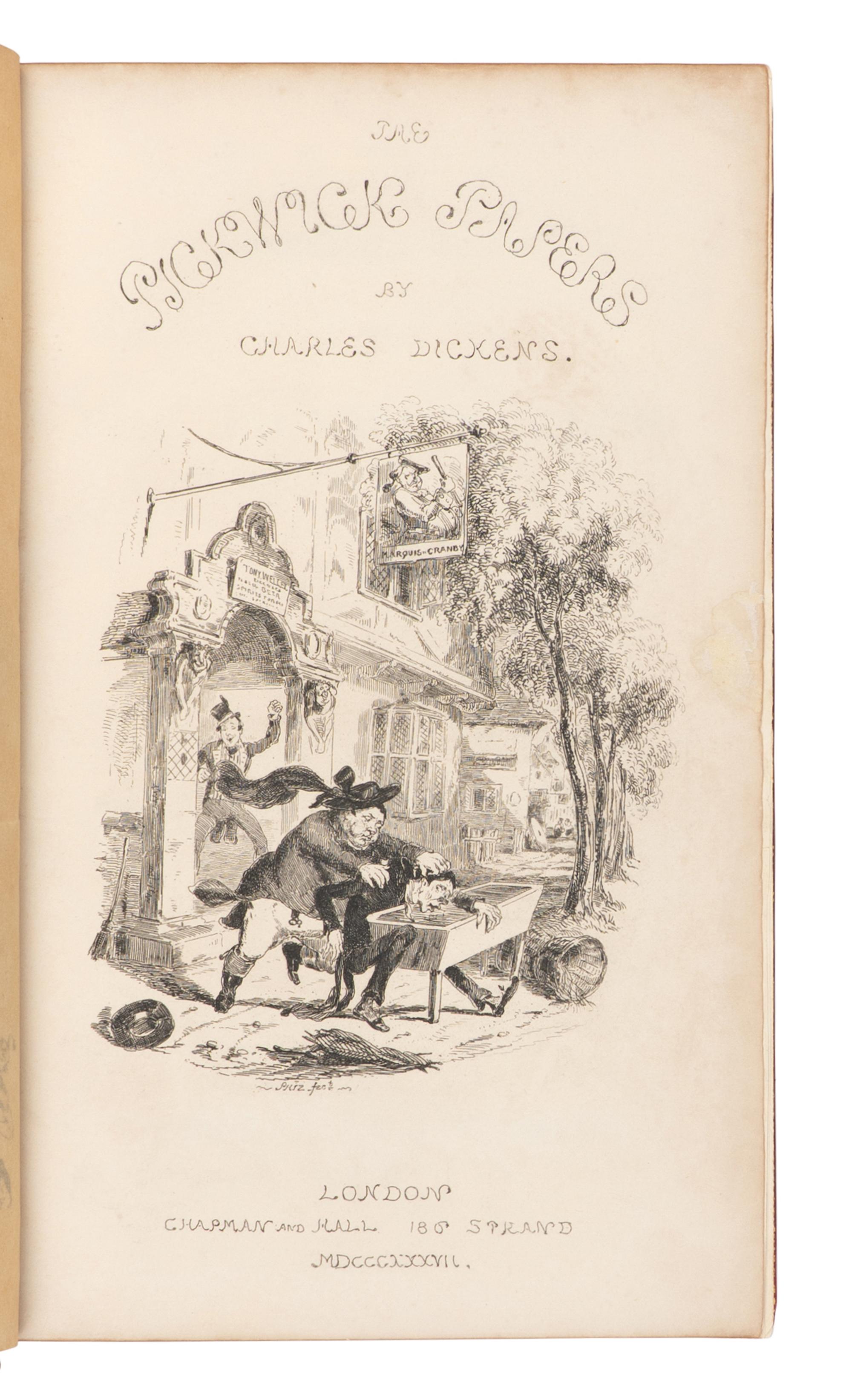 DICKENS, Charles (1812-1870). The Posthumous Papers of the Pickwick Club . London: Chapman and Hall, 1837.