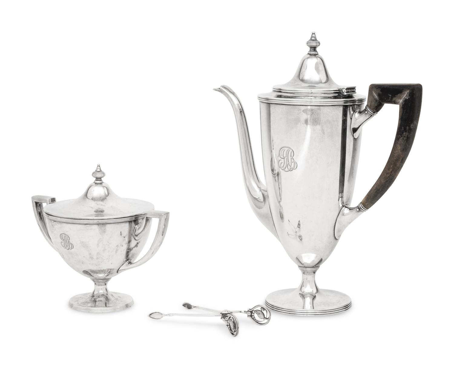 A Tiffany and Co. Silver Coffee Pot and Covered Sugar