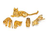FIVE BIG CAT COSTUME JEWELRY BROOCHES