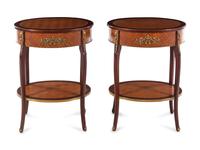 A Pair of Louis XV/XVI Transitional Style Parquetry Side Tables