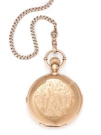 Patek Philippe, 18K Yellow Gold Hunter Case Chronograph Minute Repeater Pocket Watch, Circa 1886