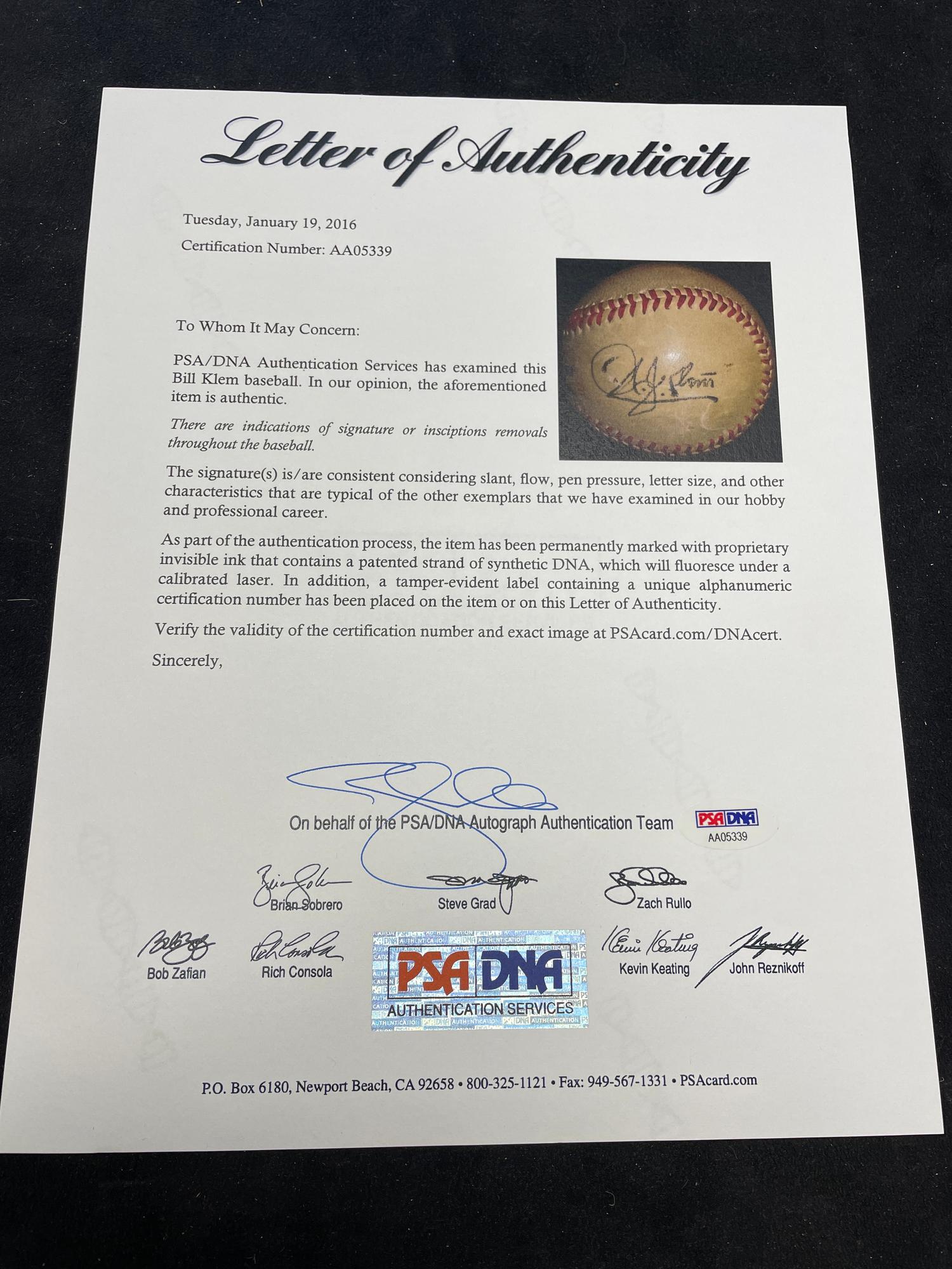 An Uncommon Hall of Fame Umpire Bill Klem Signed Autograph Baseball (PSA Letter)