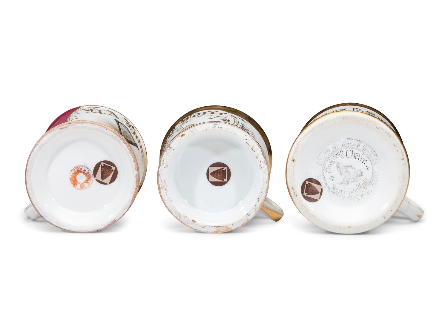 Three Musician's Porcelain Occupational Shaving Mugs