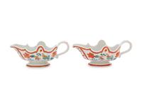 A Pair of Chinese Export Famille Verte Porcelain Sauce Boats
