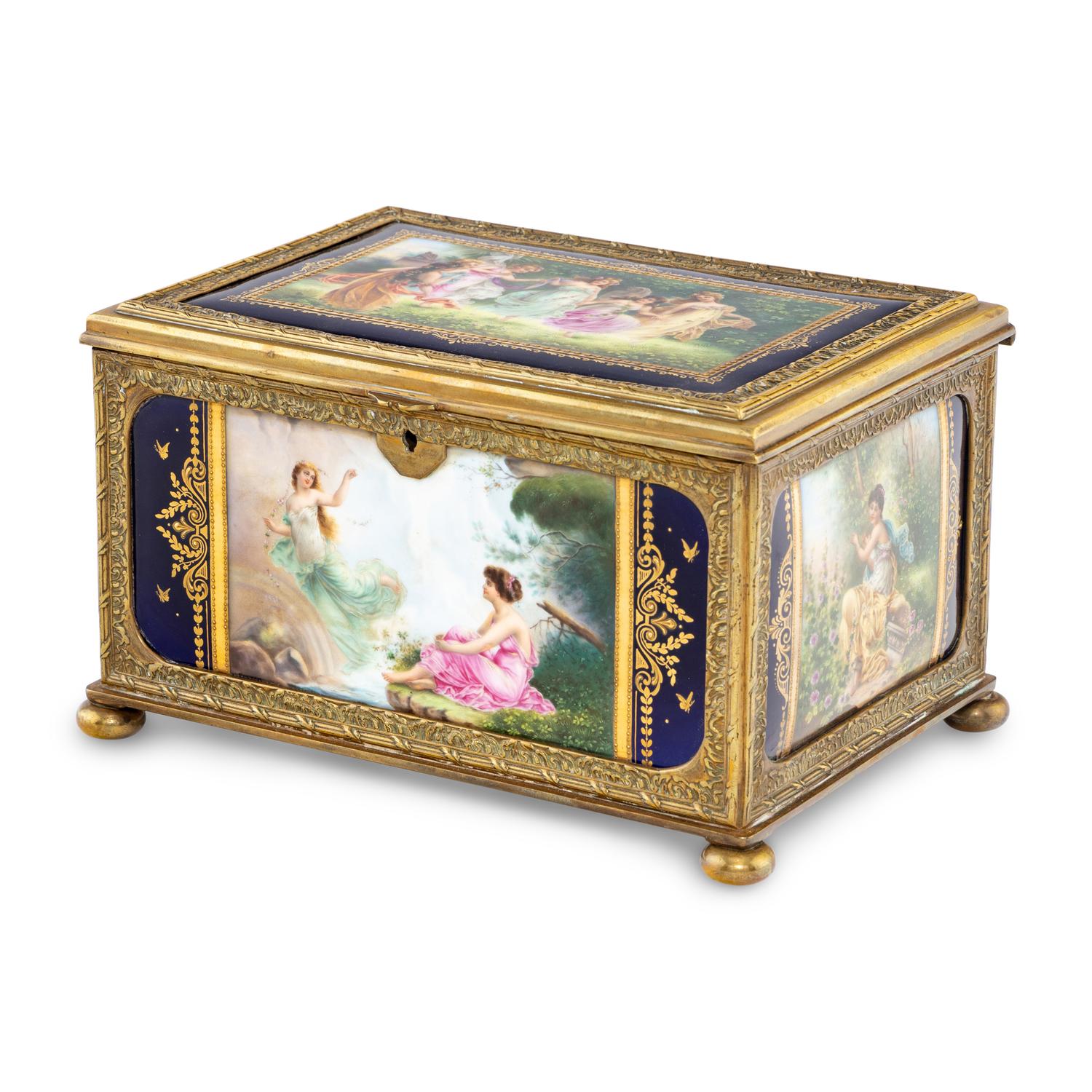 A Sevres Style Porcelain Table Casket