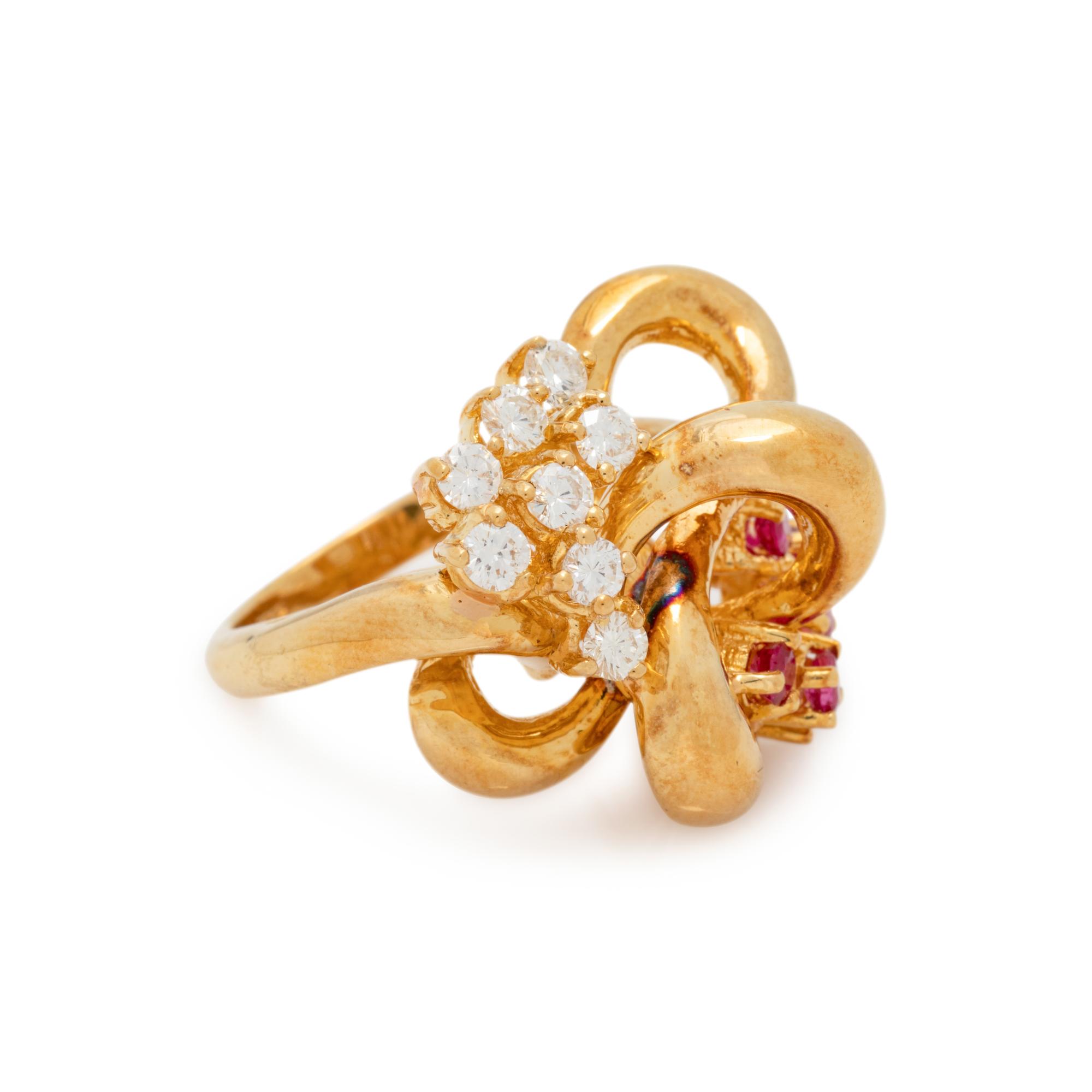 YELLOW GOLD, DIAMOND AND RUBY RING