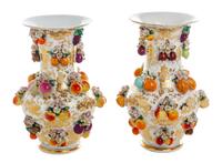 A Pair of Continental Porcelain Vases Height 11 3/4 inches. — 19TH CENTURY