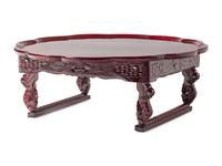 A Korean Carved Wood Flori-Form Tray