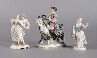 A Meissen Porcelain Figure, Height of first 5 1/4 inches.