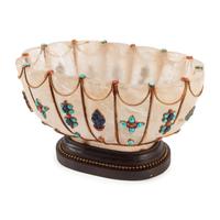 A Large Fluted Rock Crystal and Jewel-Mounted Bowl