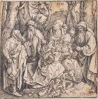 Albrecht Dürer (German, 1471-1528) - The Holy Kinship with Lute Playing Angels
