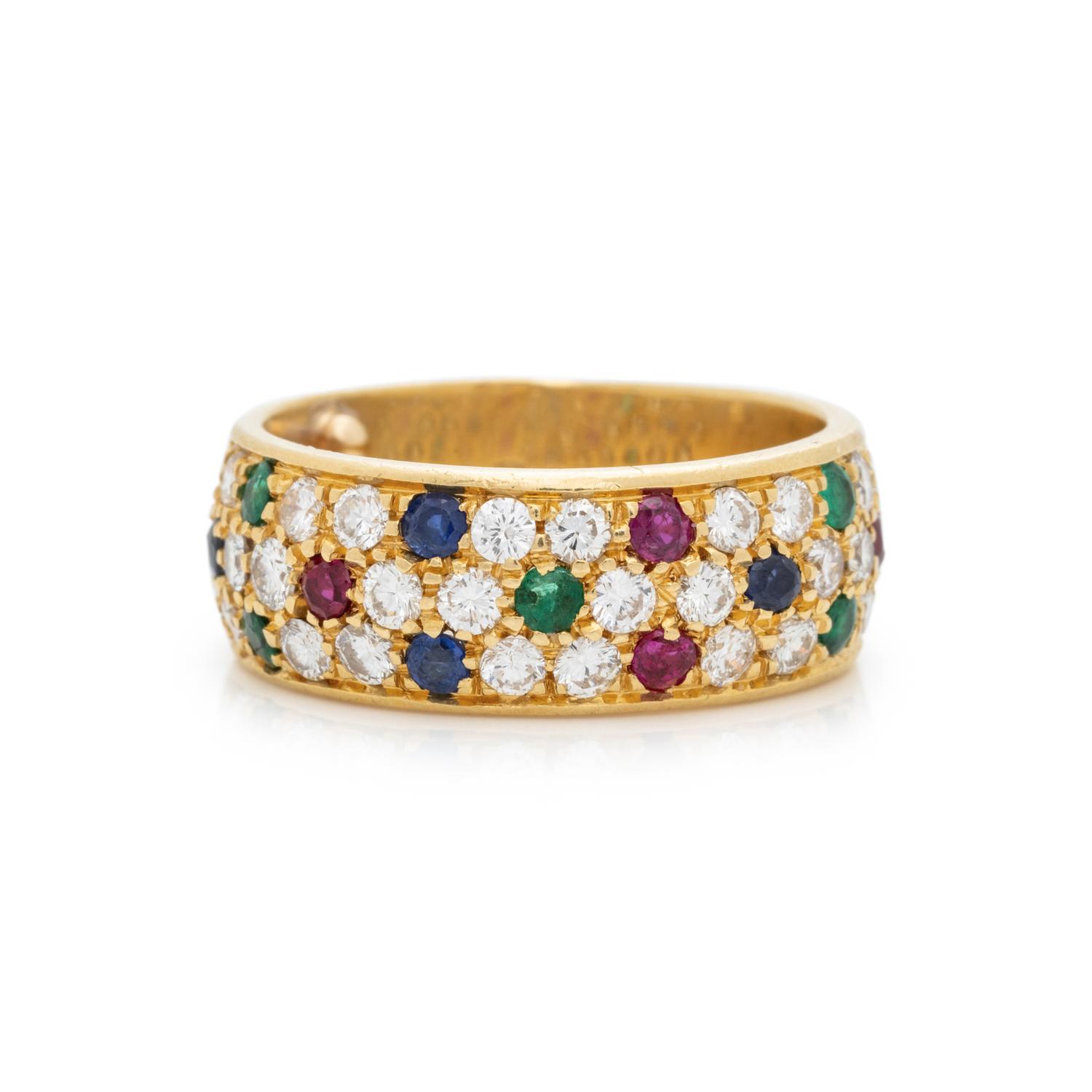 VAN CLEEF & ARPELS, DIAMOND, EMERALD, SAPPHIRE AND RUBY RING