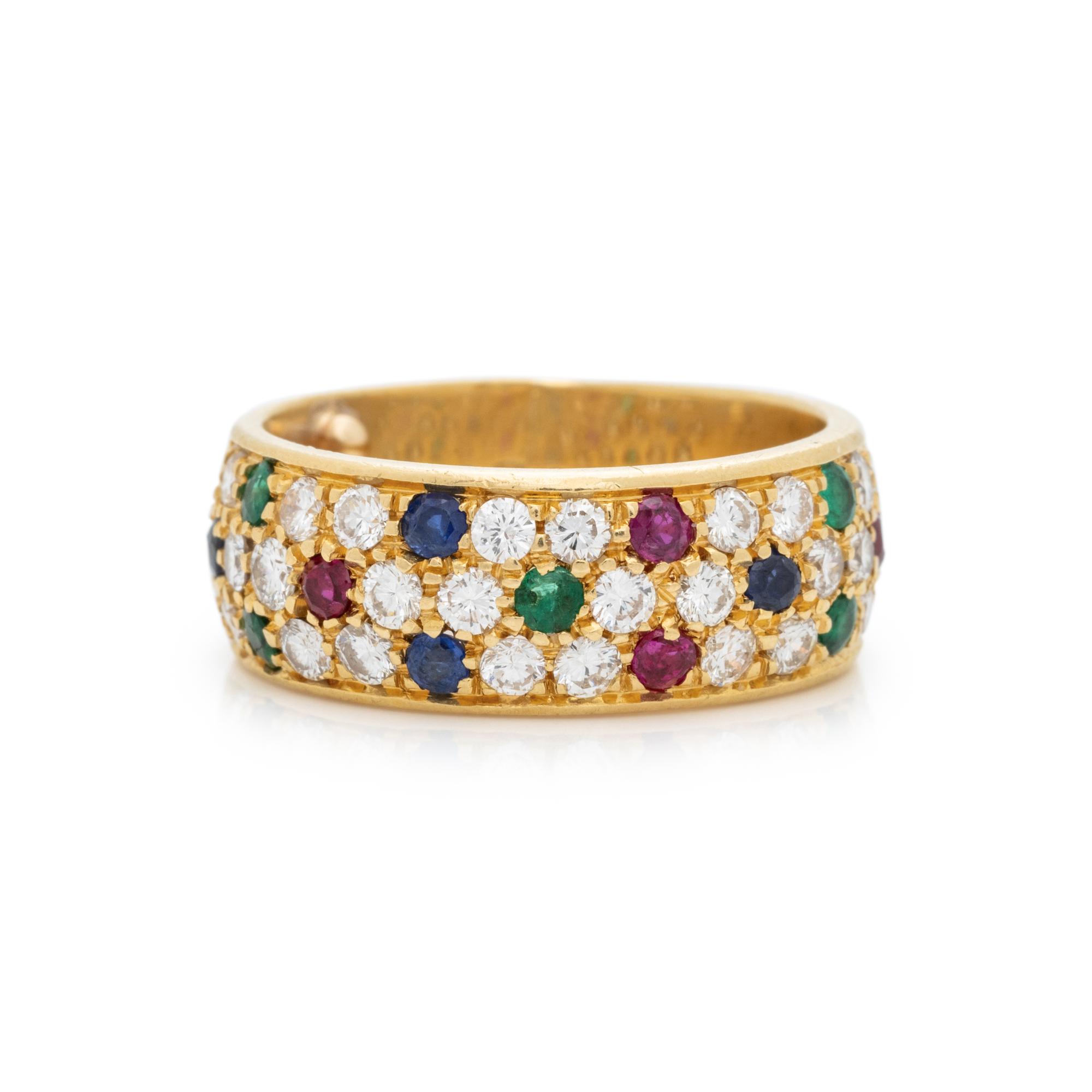 VAN CLEEF & ARPELS, DIAMOND, EMERALD, SAPPHIRE AND RUBY RING