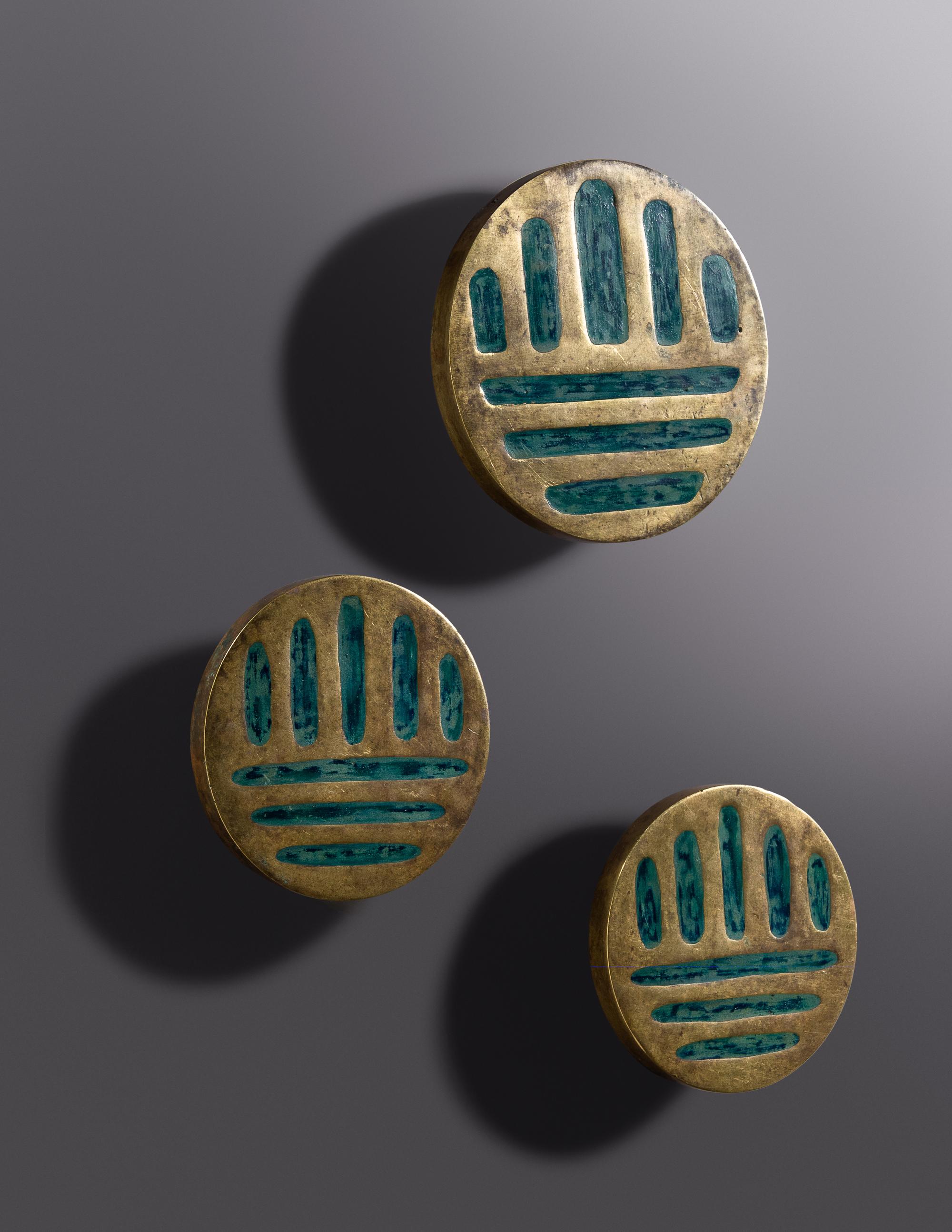 Three Cabinet Door Pulls, c. 1968