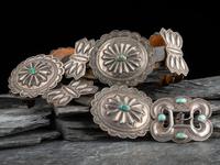 Navajo Silver and Turquoise Concha Belt