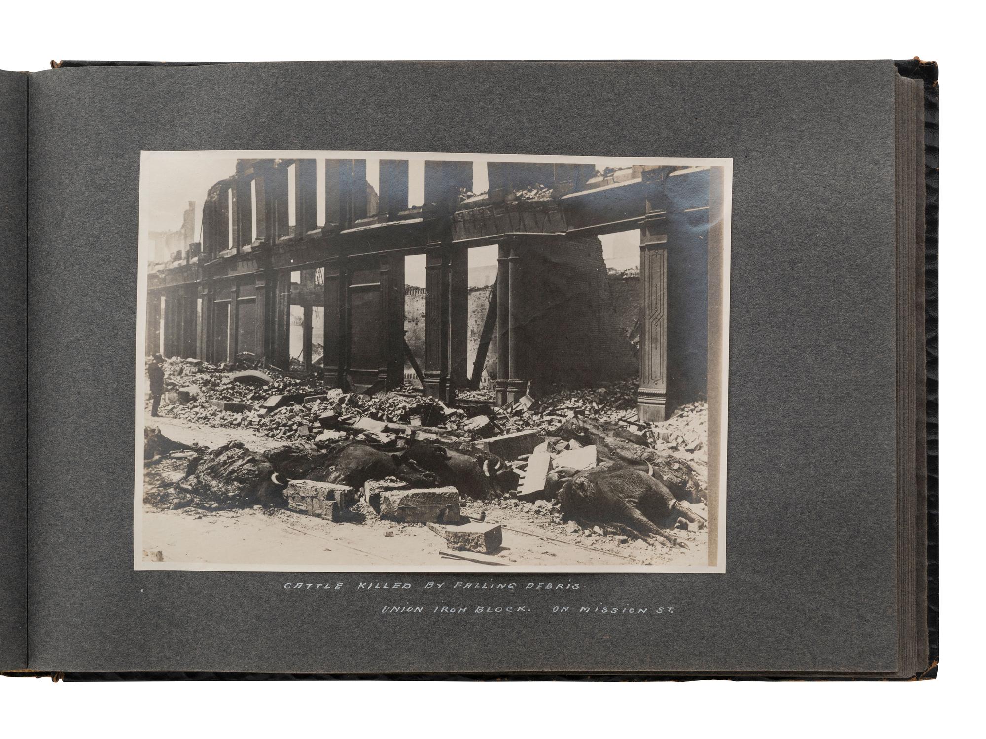 [EARLY PHOTOGRAPHY - CALIFORNIA]. Photo album documenting the San Francisco Earthquake of 1906.