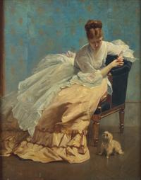 Louis-Charles Verwée (French, 1832-1882) — Une Dame et Son Petit Chien