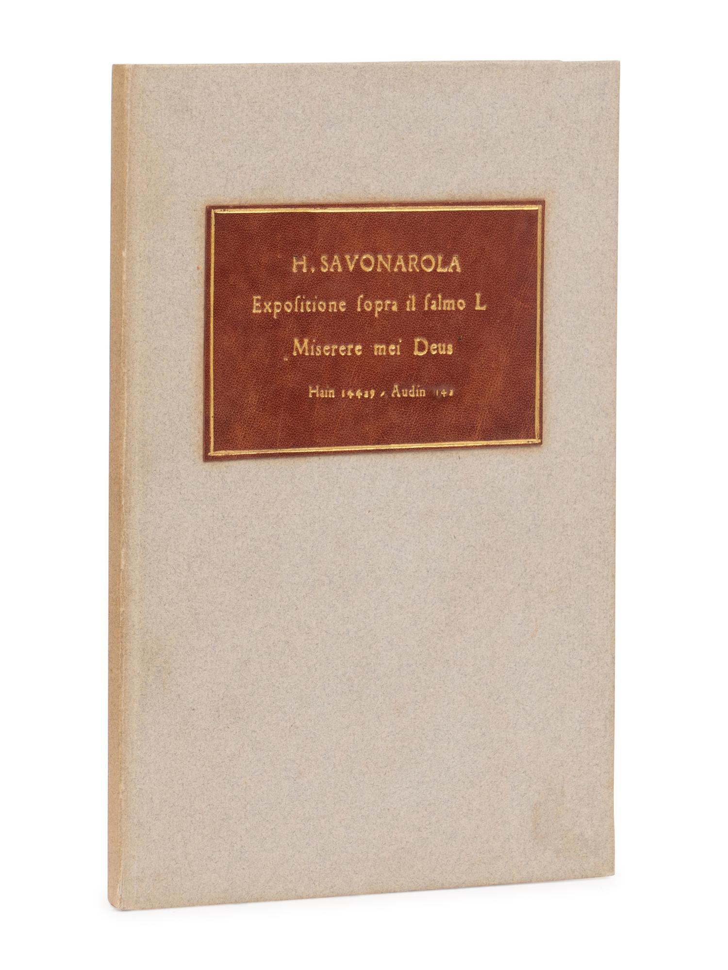 [Early Printing] [Incunable] Savonarola, Girolamo. Expositione di frate Heironymo da Ferrara...
