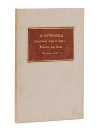 [Early Printing] [Incunable] Savonarola, Girolamo. Expositione di frate Heironymo da Ferrara...