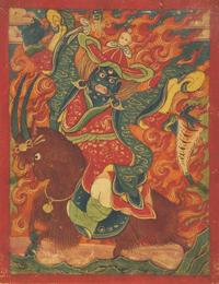 A Small Mongolian Thangka, Burhany Zurag , depicting Danchen Garwai Nakpo