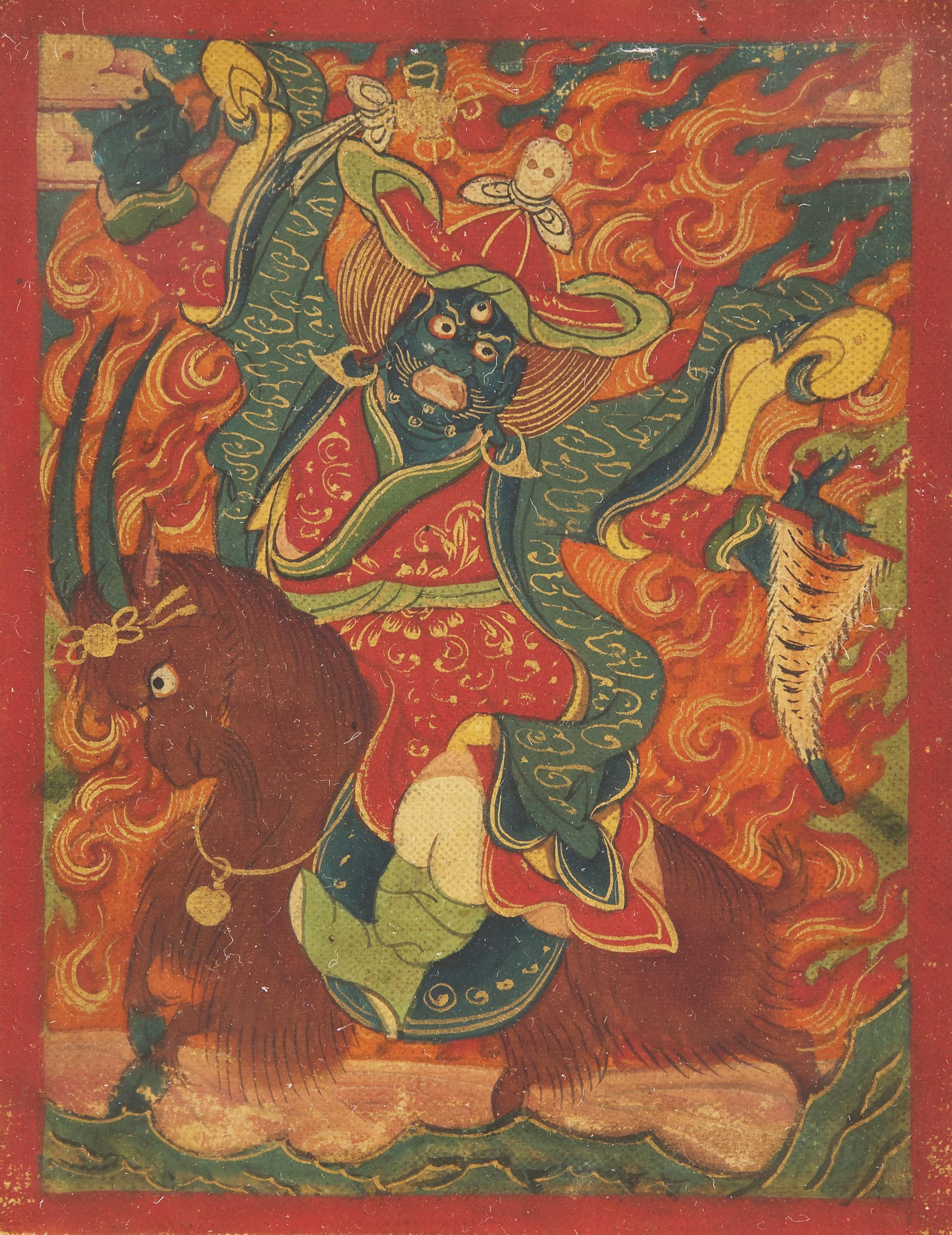 A Small Mongolian Thangka, Burhany Zurag , depicting Danchen Garwai Nakpo