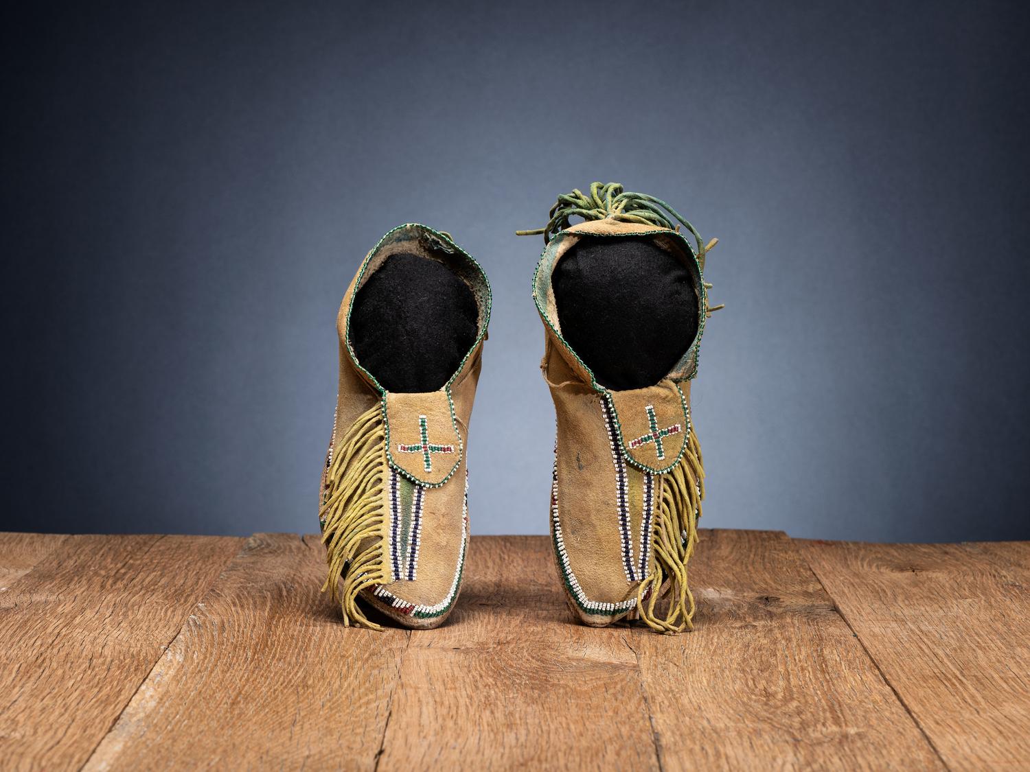 Comanche Beaded Hide Moccasins