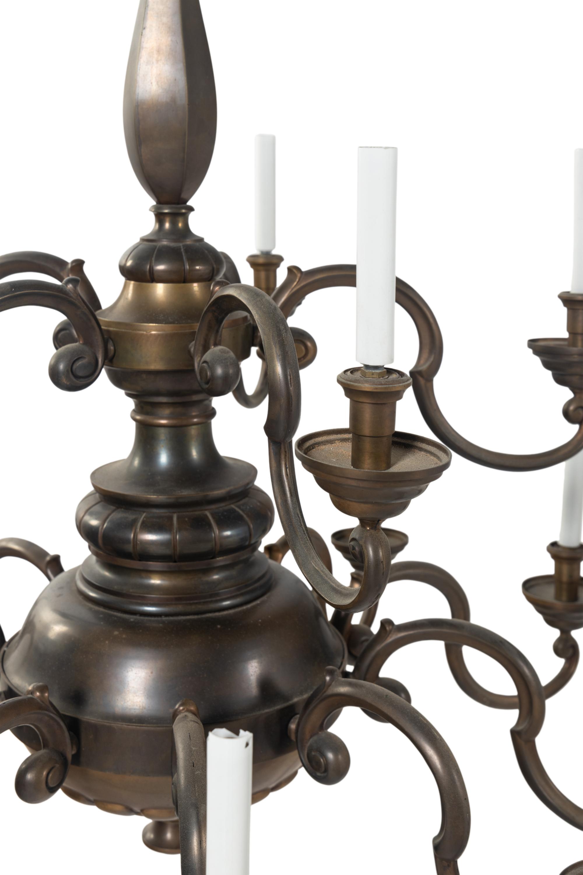 A Dutch Baroque Style Brass Chandelier